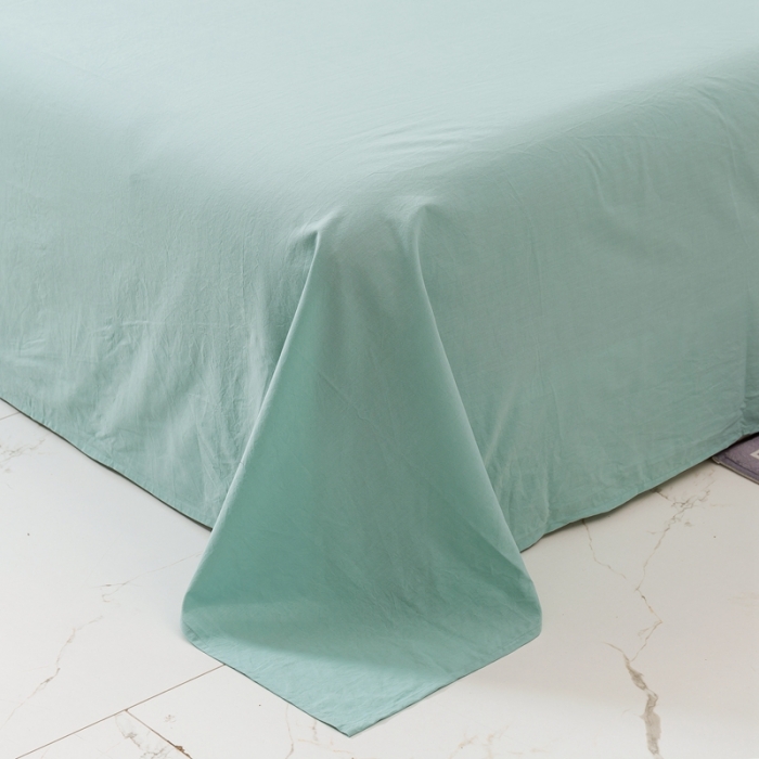 91家纺网 家纺一手货源 找家纺 简色坊 2023新款全棉水洗棉单品床单薄荷小格