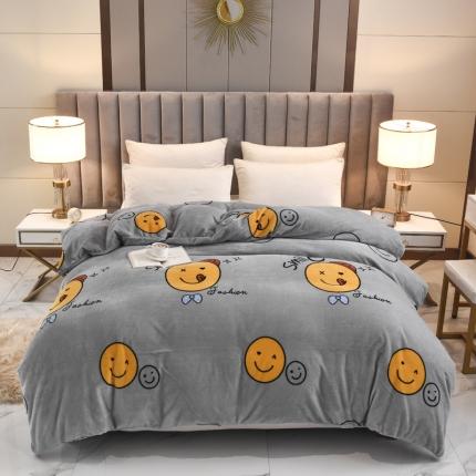 91家纺网 家纺一手货源 找家纺 锦罗绣 2021新款牛奶绒印花单品被套笑脸