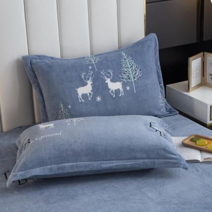 91家纺网 家纺一手货源 找家纺 锦罗绣 2021新款牛奶绒印花单品枕套一对小鹿