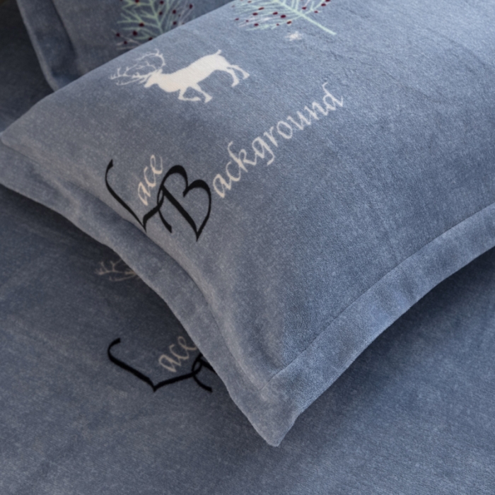 91家纺网 家纺一手货源 找家纺 锦罗绣 2021新款牛奶绒印花单品枕套一对小鹿