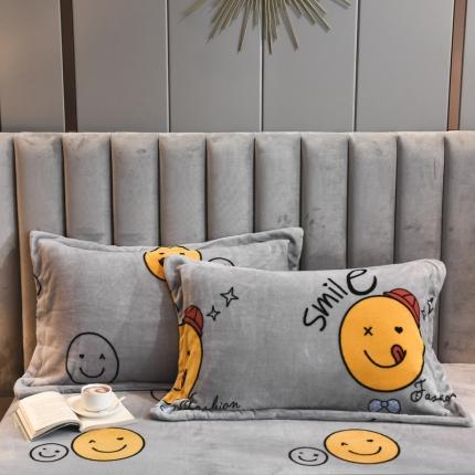 锦罗绣 2021新款牛奶绒印花单品枕套一对笑脸