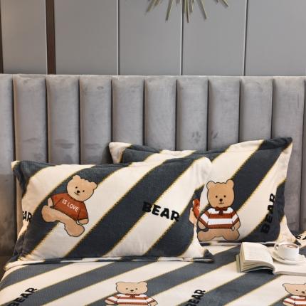 锦罗绣 2021新款牛奶绒印花单品枕套一对熊宝宝