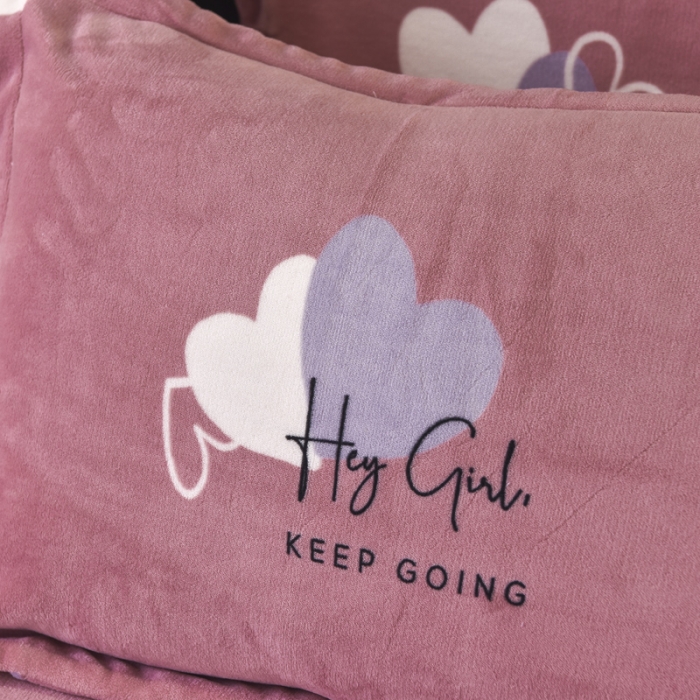 91家纺网 家纺一手货源 找家纺 锦罗绣 2021新款牛奶绒印花单品枕套一对爱心-粉