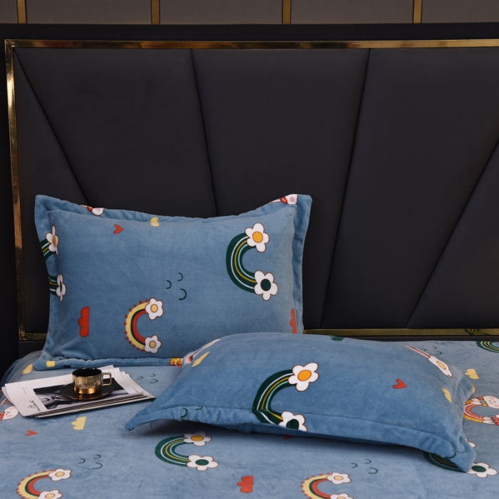 91家纺网 家纺一手货源 找家纺 锦罗绣 2021新款牛奶绒印花单品枕套一对彩虹