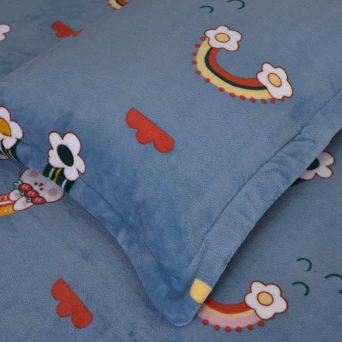 91家纺网 家纺一手货源 找家纺 锦罗绣 2021新款牛奶绒印花单品枕套一对彩虹