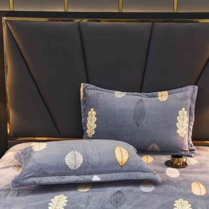 锦罗绣 2021新款牛奶绒印花单品枕套一对叶子