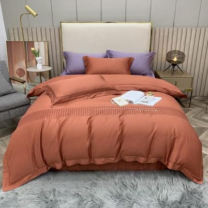 91家纺网 家纺一手货源 找家纺 （总）顾家家居2023全棉80支新疆长绒棉绣花四件套千鸟格