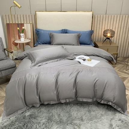 91家纺网 家纺一手货源 找家纺 （总）顾家家居2023全棉80支新疆长绒棉绣花四件套千鸟格