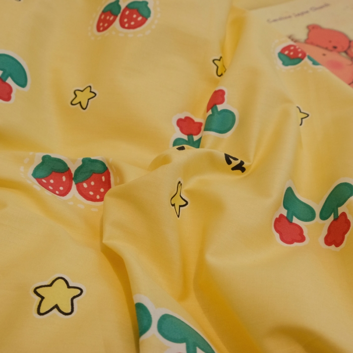 91家纺网 家纺一手货源 找家纺 绫韵 2021新款13070全棉四件套初夏物语草莓乖乖