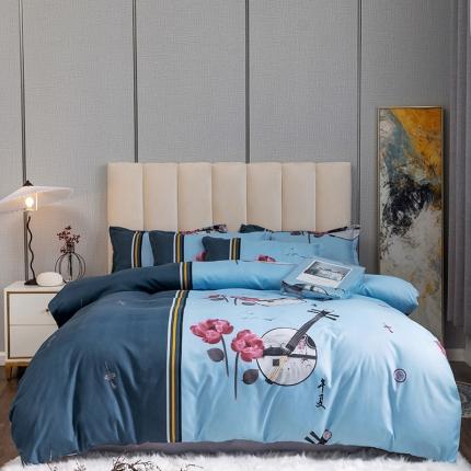 91家纺网 家纺一手货源 找家纺 （总）优尚 2021新款亲肤磨毛中国风大版花系列四件套