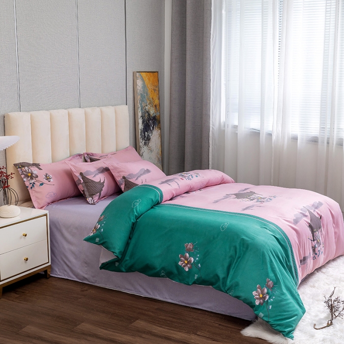 91家纺网 家纺一手货源 找家纺 （总）优尚 2021新款亲肤磨毛中国风大版花系列四件套