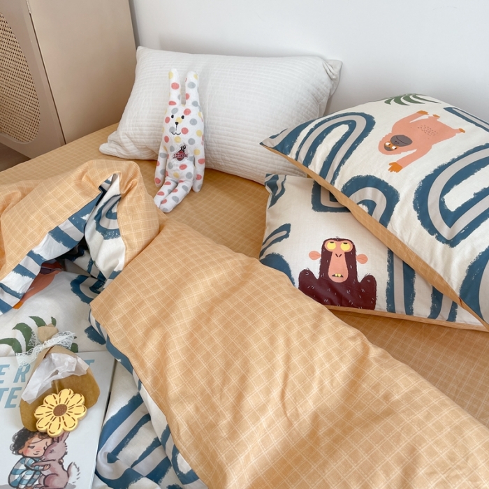 91家纺网 家纺一手货源 找家纺 （总）时年 2021新款40S全棉印花四件套小可爱系列