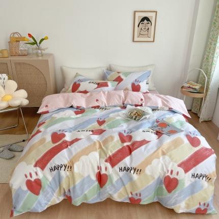 时年 2021新款40S全棉印花四件套小可爱系列 彩虹云朵