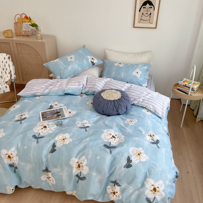 91家纺网 家纺一手货源 找家纺 时年 2021新款40S全棉印花四件套小可爱系列 花西子