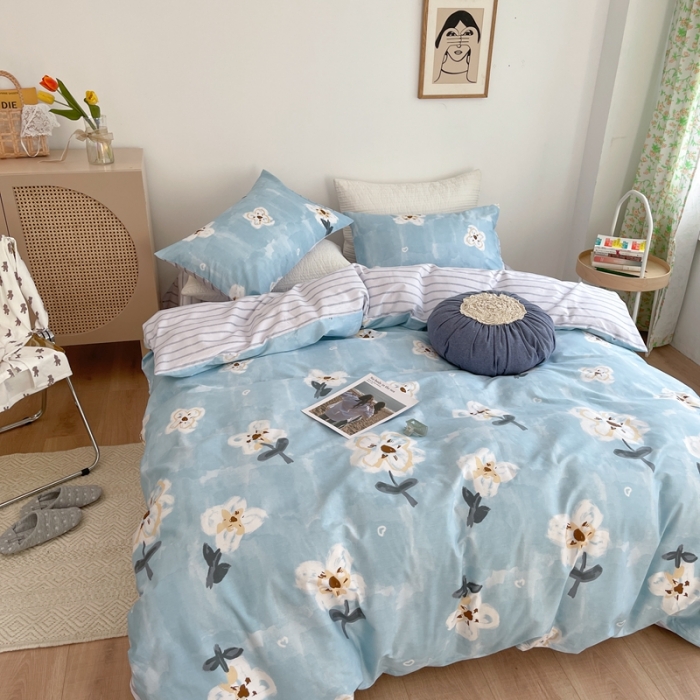 91家纺网 家纺一手货源 找家纺 时年 2021新款40S全棉印花四件套小可爱系列 花西子