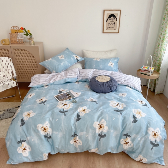 91家纺网 家纺一手货源 找家纺 时年 2021新款40S全棉印花四件套小可爱系列 花西子