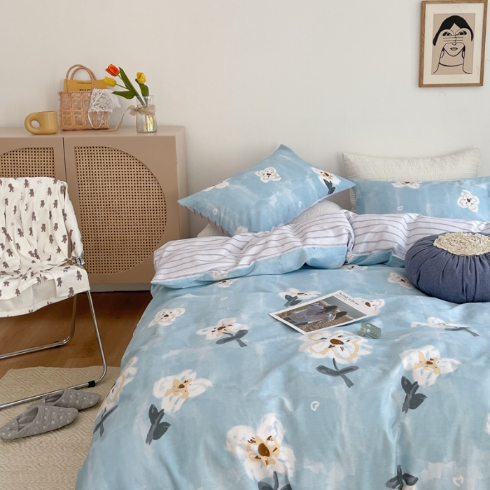 91家纺网 家纺一手货源 找家纺 时年 2021新款40S全棉印花四件套小可爱系列 花西子