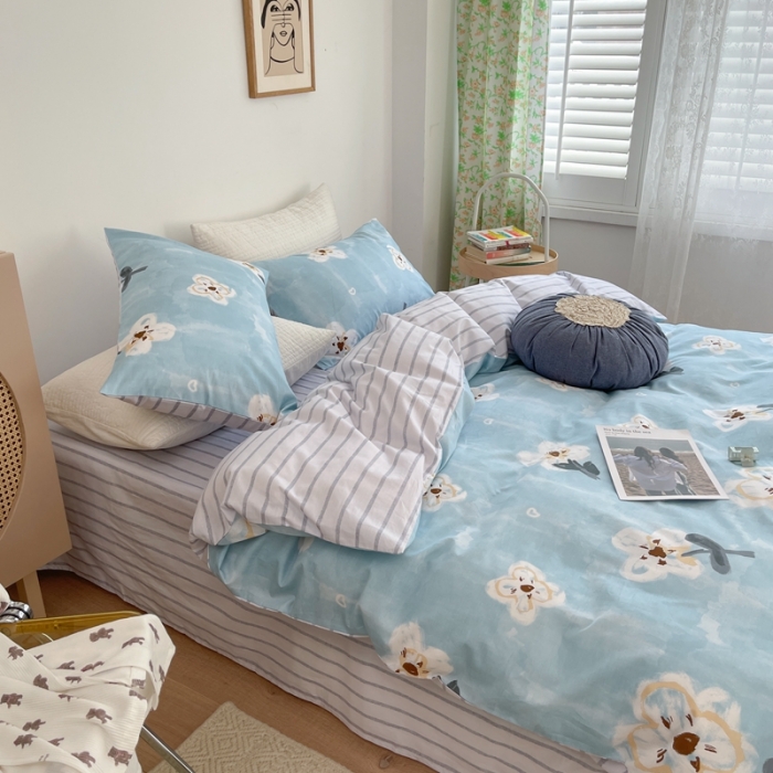 91家纺网 家纺一手货源 找家纺 时年 2021新款40S全棉印花四件套小可爱系列 花西子