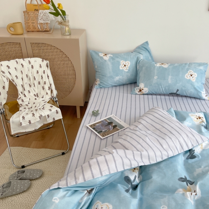 91家纺网 家纺一手货源 找家纺 时年 2021新款40S全棉印花四件套小可爱系列 花西子