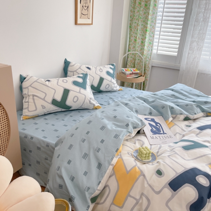 91家纺网 家纺一手货源 找家纺 时年 2021新款40S全棉印花四件套小可爱系列 欢乐字母