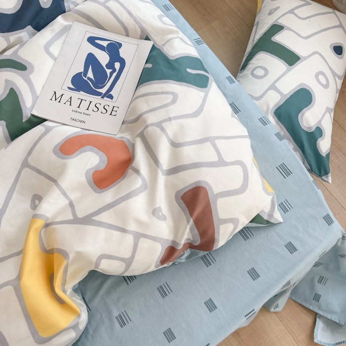 91家纺网 家纺一手货源 找家纺 时年 2021新款40S全棉印花四件套小可爱系列 欢乐字母