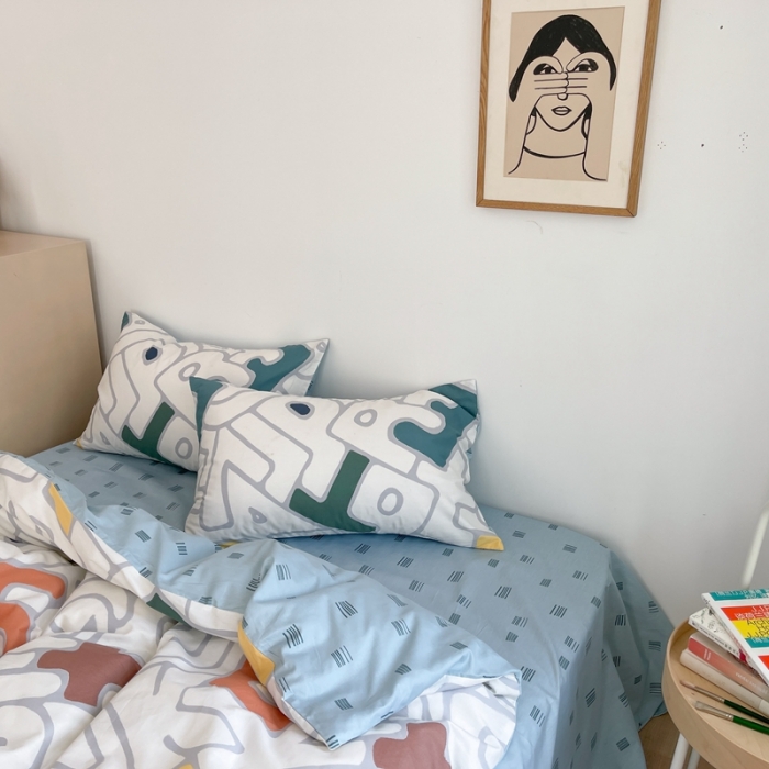 91家纺网 家纺一手货源 找家纺 时年 2021新款40S全棉印花四件套小可爱系列 欢乐字母