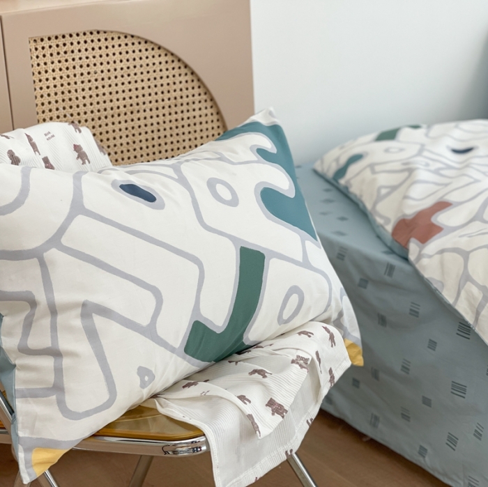 91家纺网 家纺一手货源 找家纺 时年 2021新款40S全棉印花四件套小可爱系列 欢乐字母