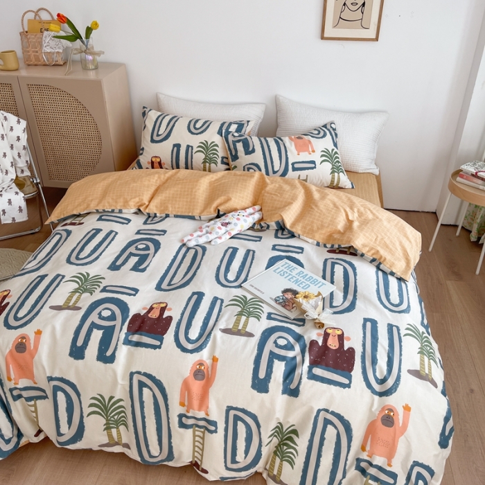 91家纺网 家纺一手货源 找家纺 时年 2021新款40S全棉印花四件套小可爱系列 金刚