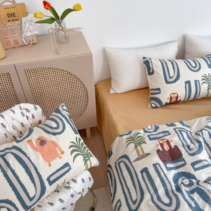 91家纺网 家纺一手货源 找家纺 时年 2021新款40S全棉印花四件套小可爱系列 金刚