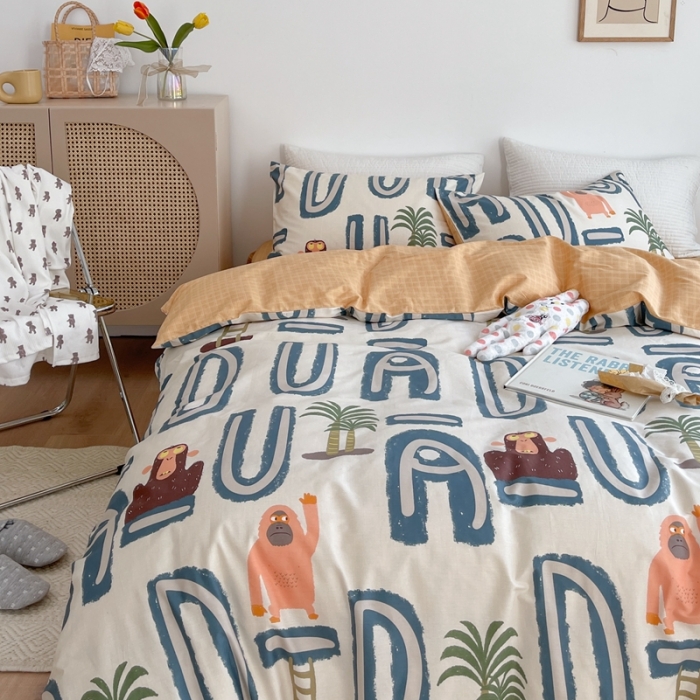 91家纺网 家纺一手货源 找家纺 时年 2021新款40S全棉印花四件套小可爱系列 金刚