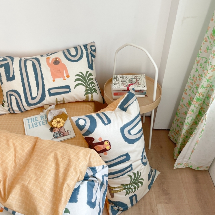 91家纺网 家纺一手货源 找家纺 时年 2021新款40S全棉印花四件套小可爱系列 金刚