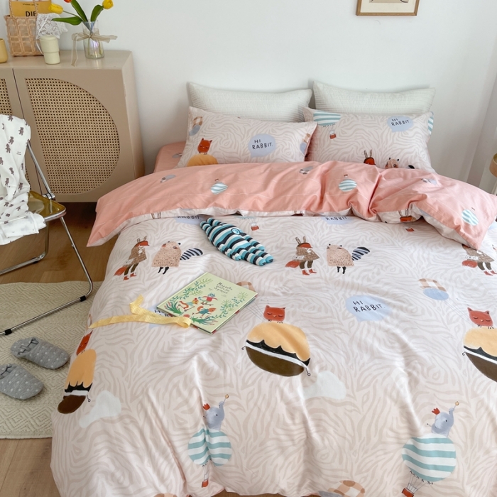 91家纺网 家纺一手货源 找家纺 时年 2021新款40S全棉印花四件套小可爱系列 气球皮皮