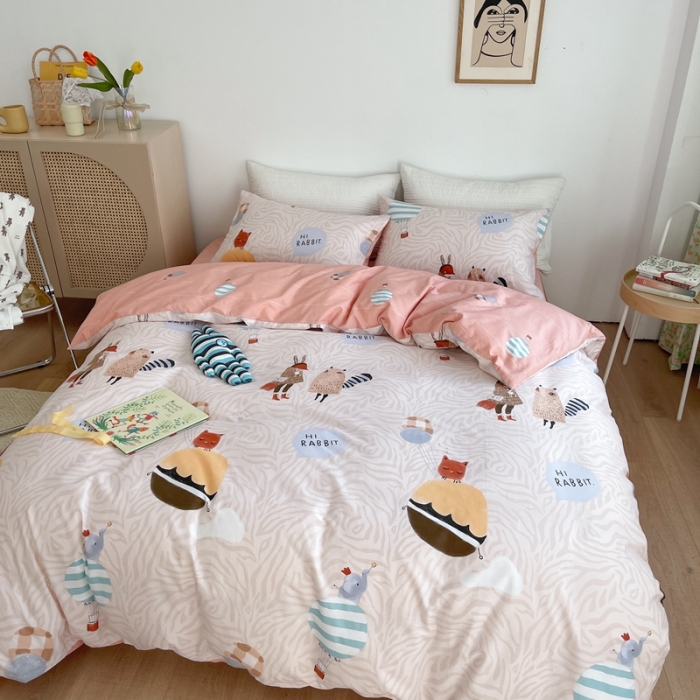 91家纺网 家纺一手货源 找家纺 时年 2021新款40S全棉印花四件套小可爱系列 气球皮皮