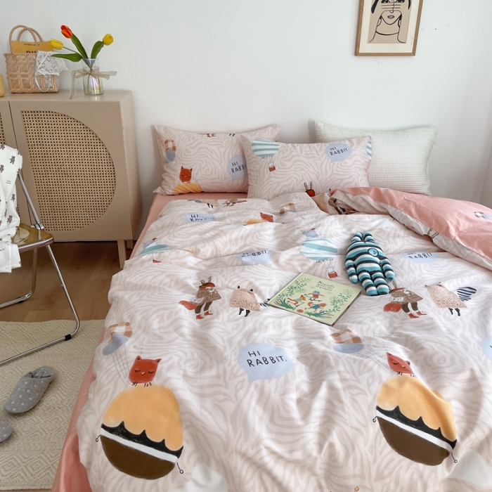 91家纺网 家纺一手货源 找家纺 时年 2021新款40S全棉印花四件套小可爱系列 气球皮皮