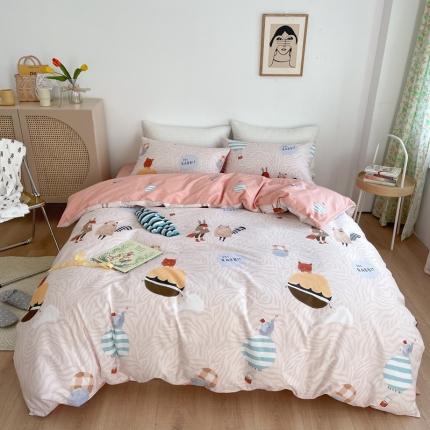 时年 2021新款40S全棉印花四件套小可爱系列 气球皮皮