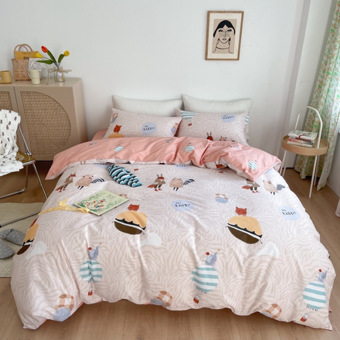 91家纺网 家纺一手货源 找家纺 时年 2021新款40S全棉印花四件套小可爱系列 气球皮皮