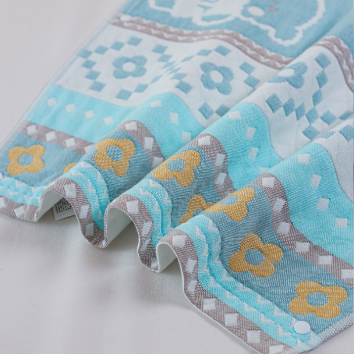 91家纺网 家纺一手货源 找家纺 朴尔2020新款防滑半包按扣固定式全棉四层纱布枕巾两只小熊兰