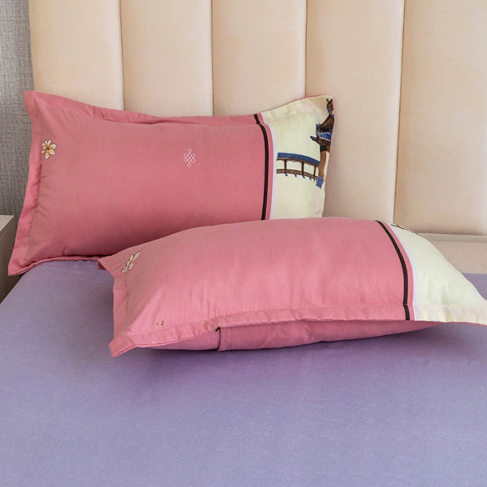 91家纺网 家纺一手货源 找家纺 优尚 2021新款亲肤磨毛中国风大版花系列四件套 粉妆玉阁