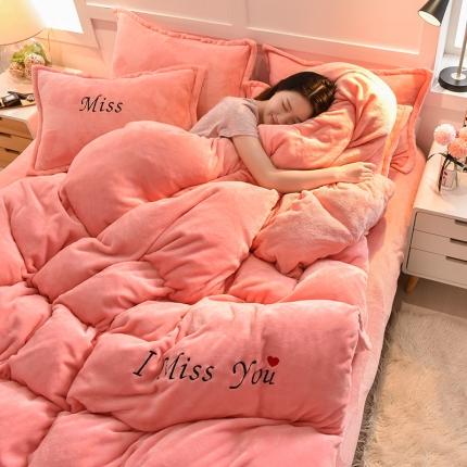 （总）简爱家纺2025新款保暖MISS款法莱绒刺绣四件套
