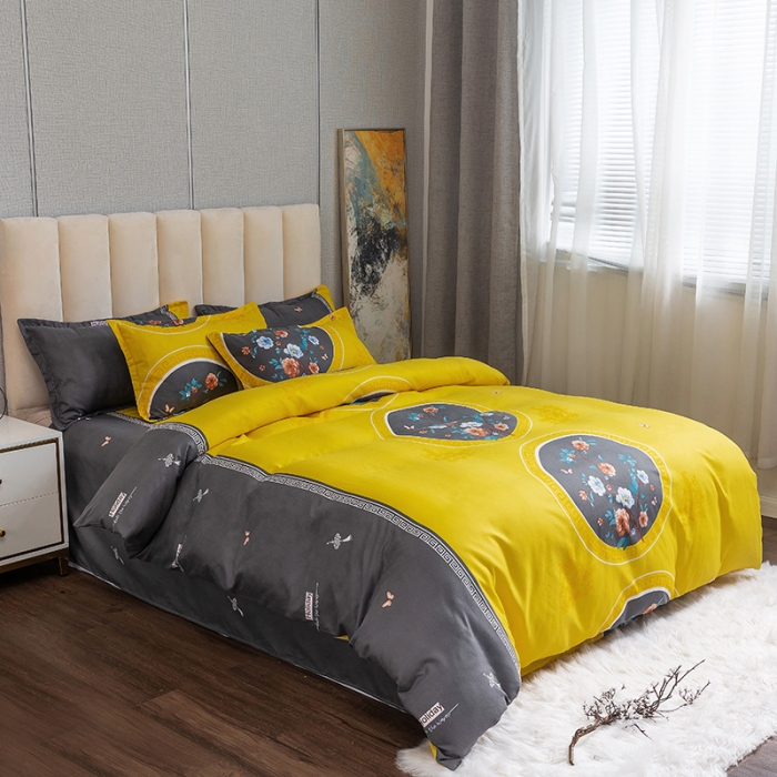 91家纺网 家纺一手货源 找家纺 优尚 2021新款亲肤磨毛中国风大版花系列四件套 黑金皇朝