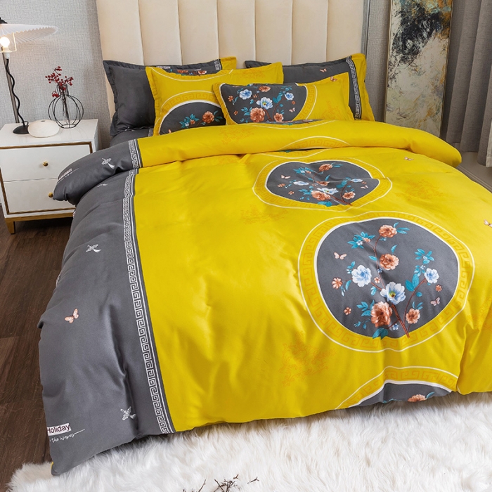 91家纺网 家纺一手货源 找家纺 优尚 2021新款亲肤磨毛中国风大版花系列四件套 黑金皇朝