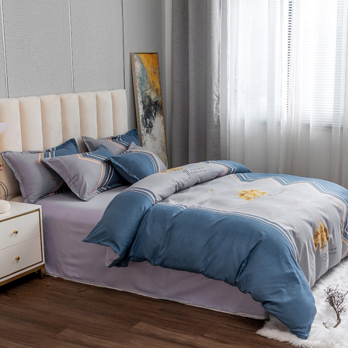 91家纺网 家纺一手货源 找家纺 优尚 2021新款亲肤磨毛中国风大版花系列四件套 华荣蓝玉