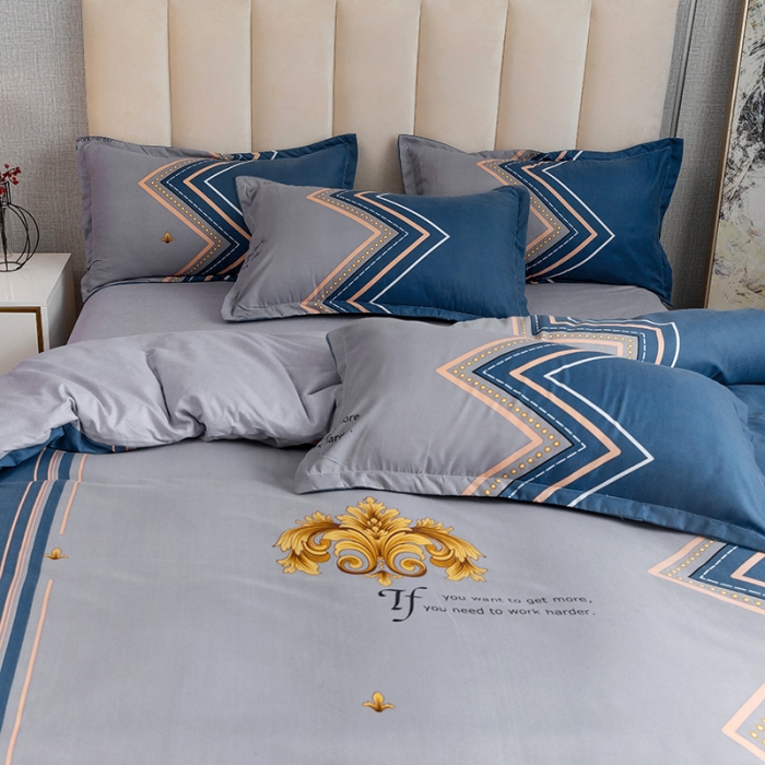 91家纺网 家纺一手货源 找家纺 优尚 2021新款亲肤磨毛中国风大版花系列四件套 华荣蓝玉