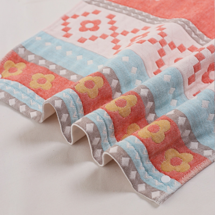 91家纺网 家纺一手货源 找家纺 朴尔2020新款防滑半包按扣固定式全棉四层纱布枕巾围脖萌鸡红