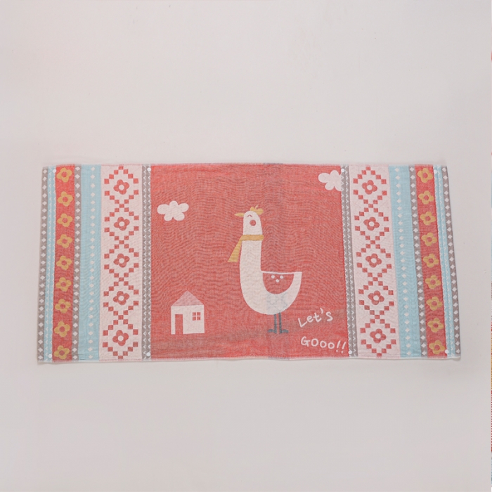 91家纺网 家纺一手货源 找家纺 朴尔2020新款防滑半包按扣固定式全棉四层纱布枕巾围脖萌鸡红