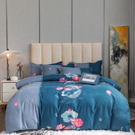 优尚 2021新款亲肤磨毛中国风大版花系列四件套 陌上花开