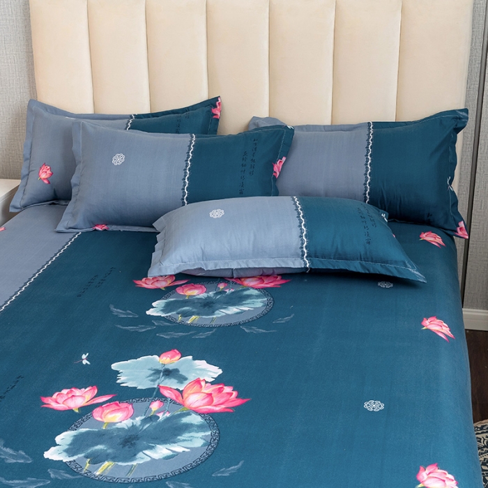 91家纺网 家纺一手货源 找家纺 优尚 2021新款亲肤磨毛中国风大版花系列四件套 陌上花开