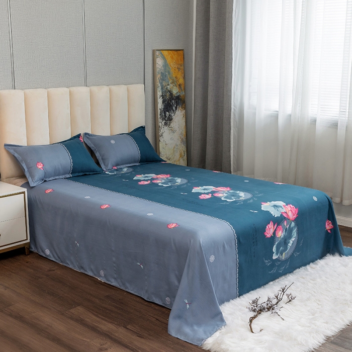 91家纺网 家纺一手货源 找家纺 优尚 2021新款亲肤磨毛中国风大版花系列四件套 陌上花开