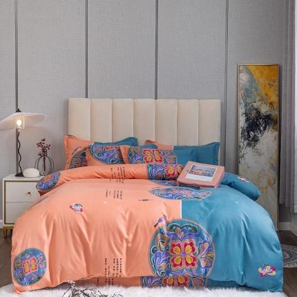 优尚 2021新款亲肤磨毛中国风大版花系列四件套 如梦令