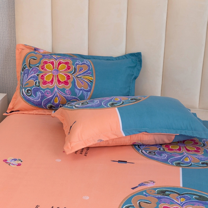 91家纺网 家纺一手货源 找家纺 优尚 2021新款亲肤磨毛中国风大版花系列四件套 如梦令